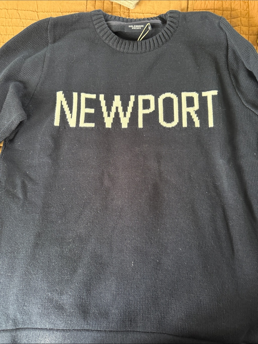 Holebrook Navy Crewneck Sweater with Cream 'NEWPORT' Logo